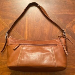 Authentic Genuine Soft Leather Tiganello Brown Small Shoulder Bag